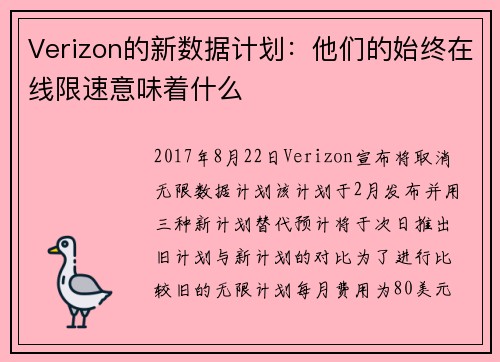 Verizon的新数据计划：他们的始终在线限速意味着什么 